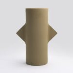 Vase Geom Cut II B Vert Olive